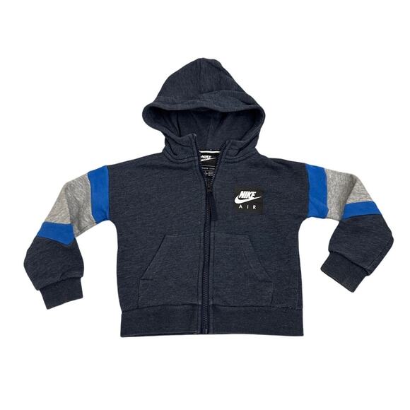 Nike Air Blue Hoodie Hooded Zip Up Sweatshirt Size 2T - Picture 1 of 3